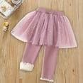 thumbnail image 2 of Odeerbi Kids Girls Fleece Lined Leggings with Skirt Sequin Tutu Pants Winter Warm Leggings Elastic Cotton Pants Pink 7-8 Years, 2 of 7