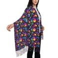 thumbnail image 4 of Honeii mushroom rainbow color Skull Print Scarf Oversized Scarf Tassel Fall Winter Thick Scarf Warm Shawl Women,Women's Scarves & Wraps, 4 of 8