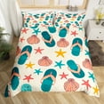 thumbnail image 2 of Erosebridal Flip Flops Duvet Cover Twin, Beach Slippers Comforter Cover Twin, Seashell Reversible Bedding Sets Twin Size, Ultra Soft Room Decor, 2 Pieces（No Comforter）, 2 of 7