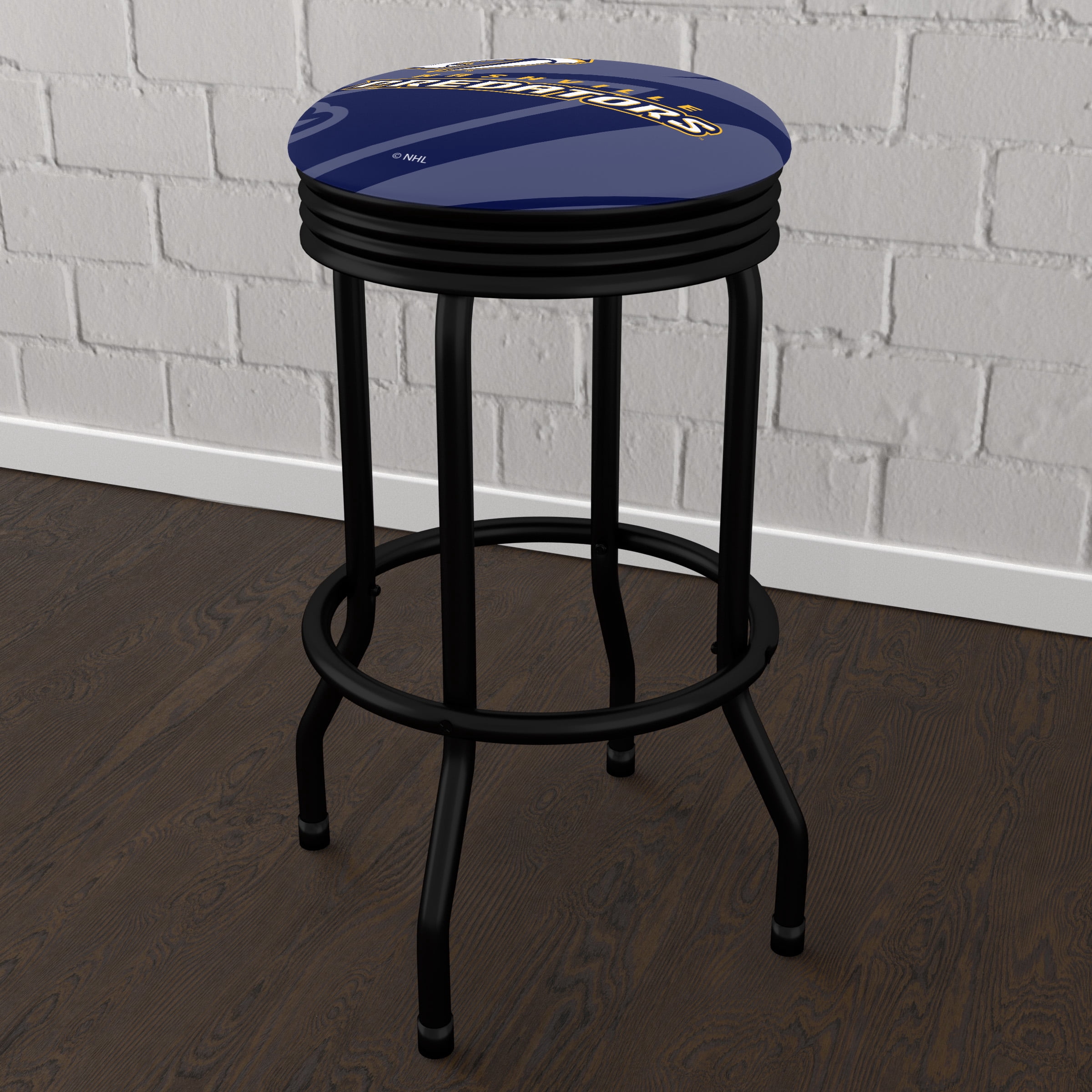 Trademark Gameroom Nashville Predators Logo Black Ribbed Barstool