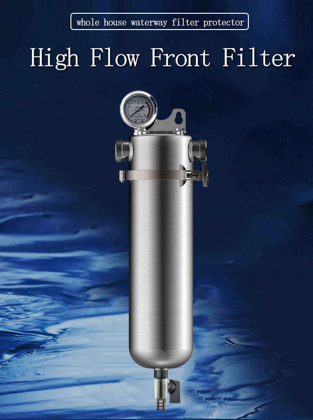 Filter High Flow Front Filter for Whole House Water Purification Stainless Steel 15000L/h