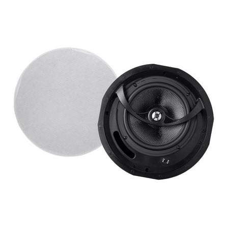 Monoprice 2-Way Carbon Fiber Ceiling Speakers - 8 Inch (Pair) With Paintable Magnetic Grille - Alpha Series