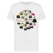 Set Of Japan Sushi T-Shirt Men -Image by Shutterstock Men T-Shirt, Male Small