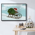 thumbnail image 5 of Christmas Holly Hedgehog Sledding - Framed Gallery Wrapped Holiday Canvas - 25 x 37 - Black Frame, 5 of 8