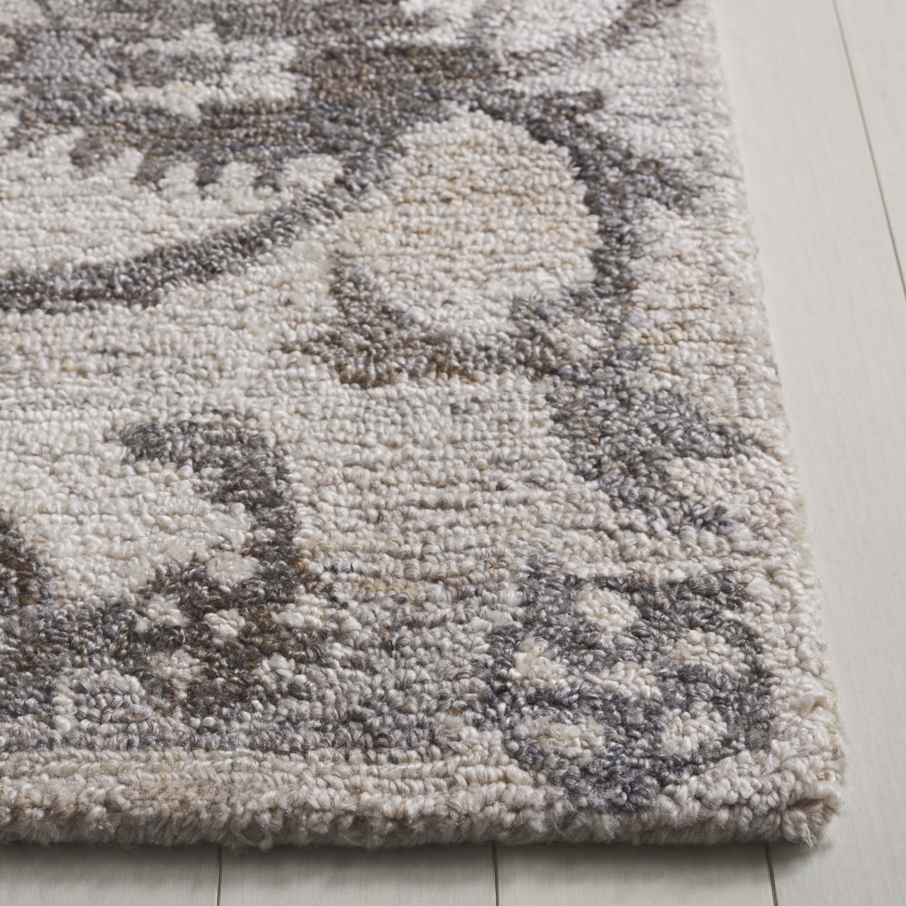 SAFAVIEH Anatolia Jamaar Floral Area Rug, Ivory/Brown, 6' x 6' Square
