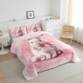 thumbnail image 3 of Homewish Lovely Rabbit Bedding Comforter Set,Cartoon Bowtie Ribbon Twin Comforter Sets,Pink Bow Knot Bedding Set For Gitl Teens,Super Cozy Room Decor Reversible,2-Piece, 3 of 8
