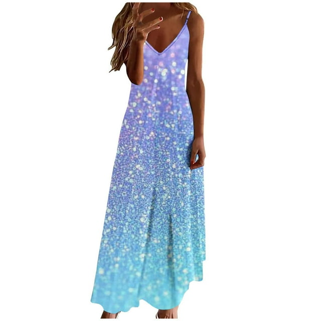V Cuello Vestidos de Verano para las Mujeres 2025 Impresión sin Mangas Cuello Redondo Vestido Casual, Imitación Algodón Tirar Marco