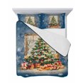 thumbnail image 7 of Quilts Twin-XL Size Bedding Set, Blue Christmas Tree Lightweight Quilted Comforter, Watercolor Xmas Snowflake Soft Reversible Bedspread Coverlet with Pillow Covers for All Season, 68" x 98", 7 of 7