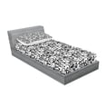 thumbnail image 2 of Ambesonne Floral Fitted Sheet & Pillow Sham Set, Monochrome Leaves Garden, Twinxl, Black White, 2 of 2