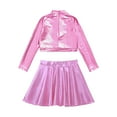 thumbnail image 4 of Alvivi Kids Girls Shiny Metallic Ballet Jazz Hip Hop Dance Outfit Long Sleeve Crop Top with Skirt Set Pink 10, 4 of 7