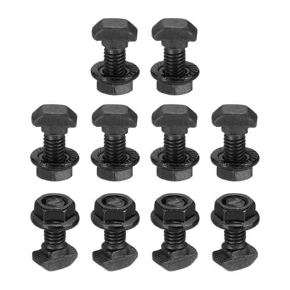 M5x12mm T-Slot Bolts, 10 Sets Drop-in Hammer Head Bolt with Nuts for 20 Series Aluminum Extrusion Profile Black
