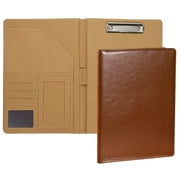 Uxcell A4 Business Portfolio PU Leather Padfolio Organizer Legal Document Folder Professional, Brown