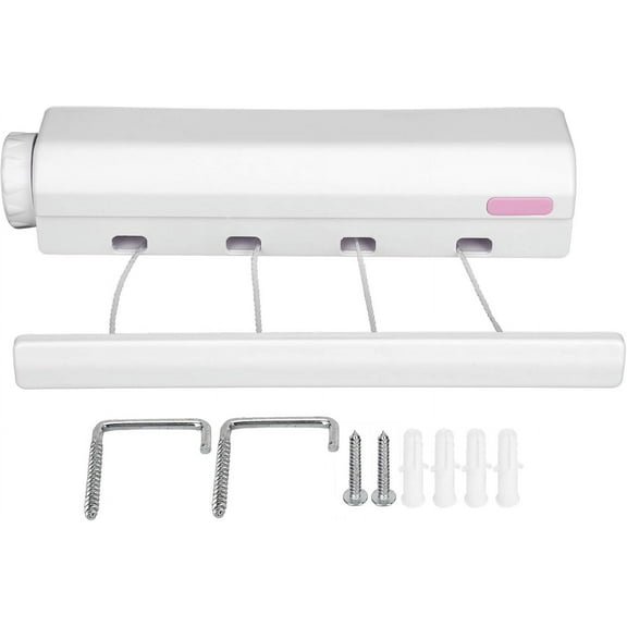 Heavy Duty Wall Mounted Clothesline, Space-saving Compact Pull-out, Retractable Indoor Washing Line with Smooth Pull-out System, Durable Material Telescopic Drying Rack for Indoor