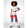 thumbnail image 4 of 7-8Y Girls Colored Flared Pants Digital Print Trousers Slim-Fit Wide Leg Flare for Spring Summer Autumn, 4 of 6