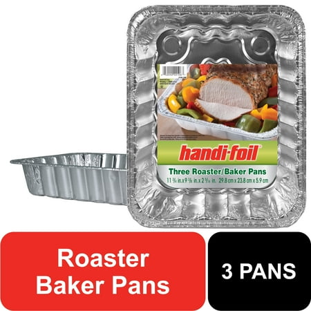 Handi-Foil Aluminum Foil Rectangular Roaster/Baker Pans, 3 Count 11.75" x 9.38" x 2.31"