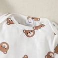 thumbnail image 5 of Newborn Baby Boys Clothes 3 Months Boys 3PCS Romper Outfits Set Cute Bear Print Newborn Boys Long Sleeve Top Pants Set with Hat Brown, 5 of 9