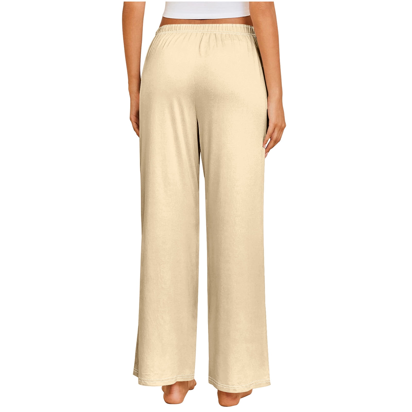 Pajama Pants for Women Plus Size Basic Soft Comfy Straight Leg Pant Loose Elastic Waist Sleepwear Bottom - image 3