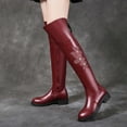 thumbnail image 6 of jsaierl Over-the-knee Boots Women's Flat Bottom Low-heel Round Toe Rhinestone Boots Flower Side Zipper Rider Boots, 6 of 9