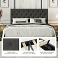 thumbnail image 6 of Amolife Full Linen Fabric Upholstered Platform Bed Frame with Adjustable Headboard, Diamond Button Tufted Style, Dark Grey, 6 of 8