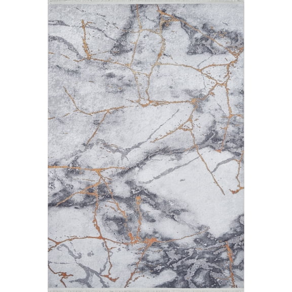 Hafizabad Grey Modern Polyester Area Rugs for Living Room Washable Rugs Boho Moroccan Area Rug Soft Geometric Bohemian Distressed Indoor Rug for Bedroom Dining Room Office Foldable Nonslip Rug