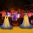 thumbnail image 3 of jiaroswwei Halloween Ghost Decoration Outdoor Spooky Standing, Ghost with Witch Hat Halloween Party Decor for Porches Yards Gardens Lawn, 3 of 8