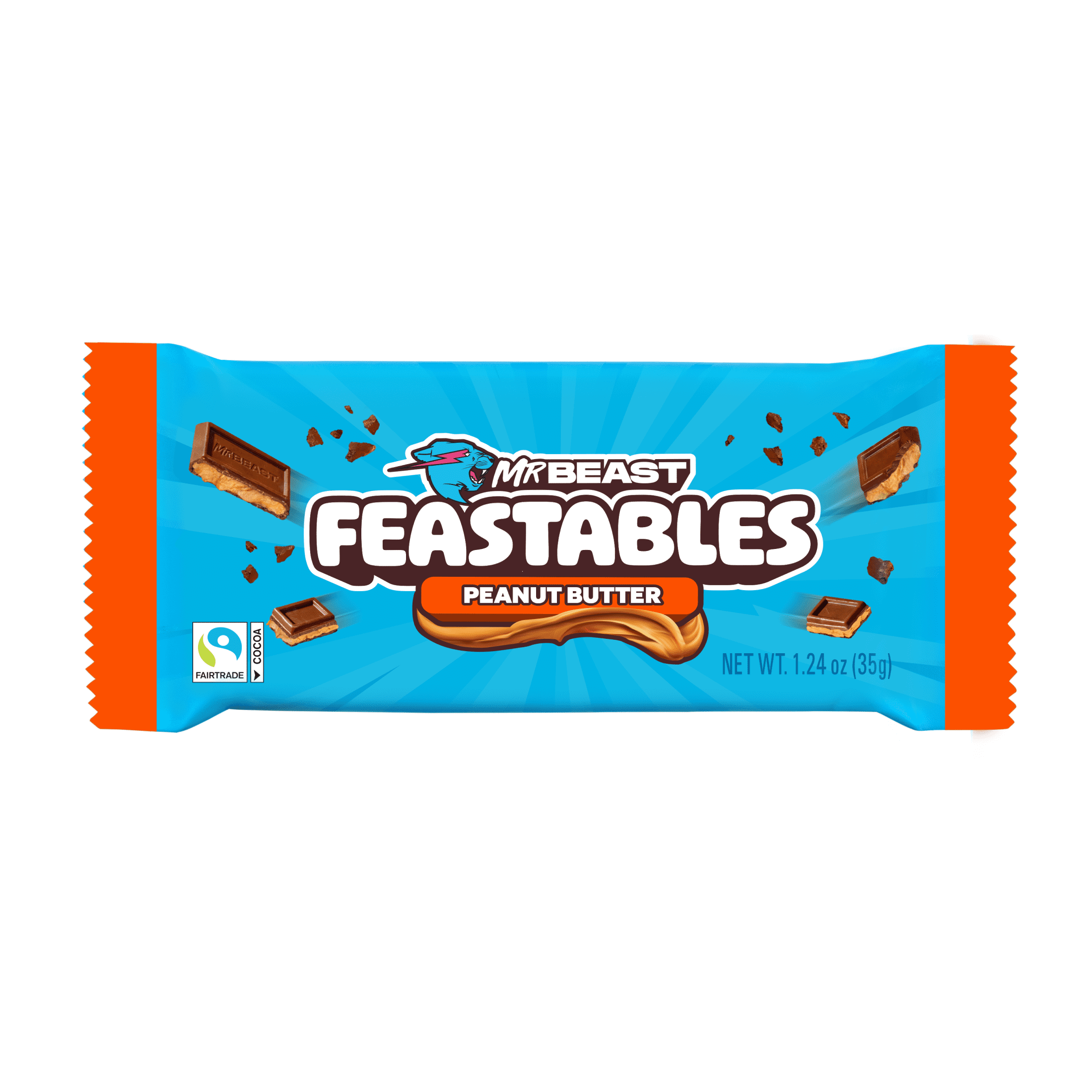 Feastables MrBeast Creamy Peanut Butter Milk Chocolate Bar, 1.24