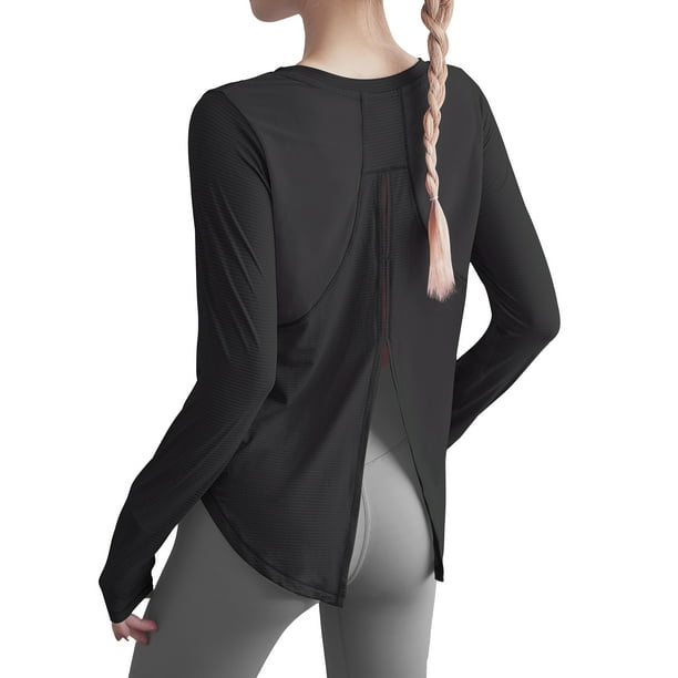 ALING Women's Quick Dry Yoga Tops Long Sleeve Activewear Sports