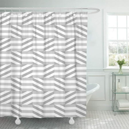 Gray Diagonal Stripes KSADK Gray Stripe Geometric Pattern Abstract Grayscale Geo Striped Braided Diagonal Grey Shower Curtain Bath Curtain 66x72 inch ()