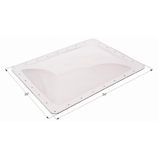 Icon Skylight 01858 4 Inch High Bubble Type Dome; Rectangular; For 30 Inch Length x 22 Inch Width Opening; 34 Inch Length x 26 Inch Width Flange; Clear; Polycarbonate; Without Blind; Single