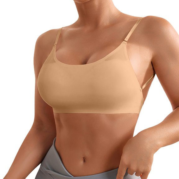 Bras for Women,Convertible Backless Wireless Bra Breathable Thin Sports Underwear With Detachable Straps For Various Style Options,Sports Bras for Women,Khaki,S