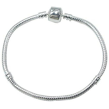 Pandora Style  Snake Chain Bead Barrel Clasp Bracelet