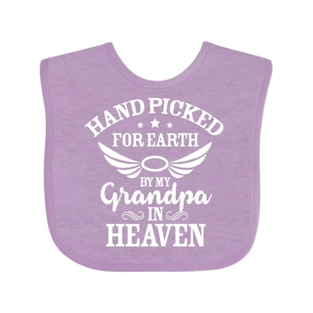

Inktastic Handpicked for Earth by My Grandpa in Heaven Angel Wings Gift Baby Boy or Baby Girl Bib