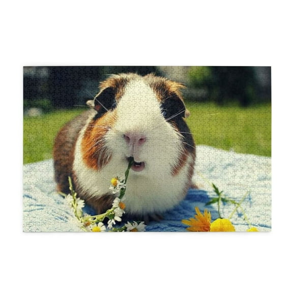 500 Piece Cute Guinea Pig With Flowers Jigsaw Puzzle For Adults – Vibrant Nature Art, Challenging, Relaxing Stress Relief Activity, Unique Gift Idea