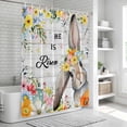 thumbnail image 6 of Easter Shower Curtain, Waterproof Shower Curtains for Bathroom, Spring Farmhouse Vintage Bunny Flower Wood Grain Washable Fabric Bathtub Curtain Set Bath Decor with 12 Hooks Stall 36"x72", 6 of 8