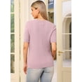 thumbnail image 3 of DARING DIVA Short Sleeve Sweater Cable Knit Lightweight Fall Tops XS Light Purple, 3 of 6