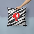 thumbnail image 2 of Carolines Treasures CJ1024-PPW1414 Monogram Initial P Zebra Red Decorative Fabric Pillow, 2 of 4