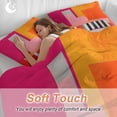 thumbnail image 4 of 3 Piece Pink Orange Duvet Cover Set California King,Microfiber Comforter/Quilt Cover with Corner Ties and 2 Pillowcases,Geometric Modern Abstract Oil Painting All Season Bedding with Zipper Closure, 4 of 8