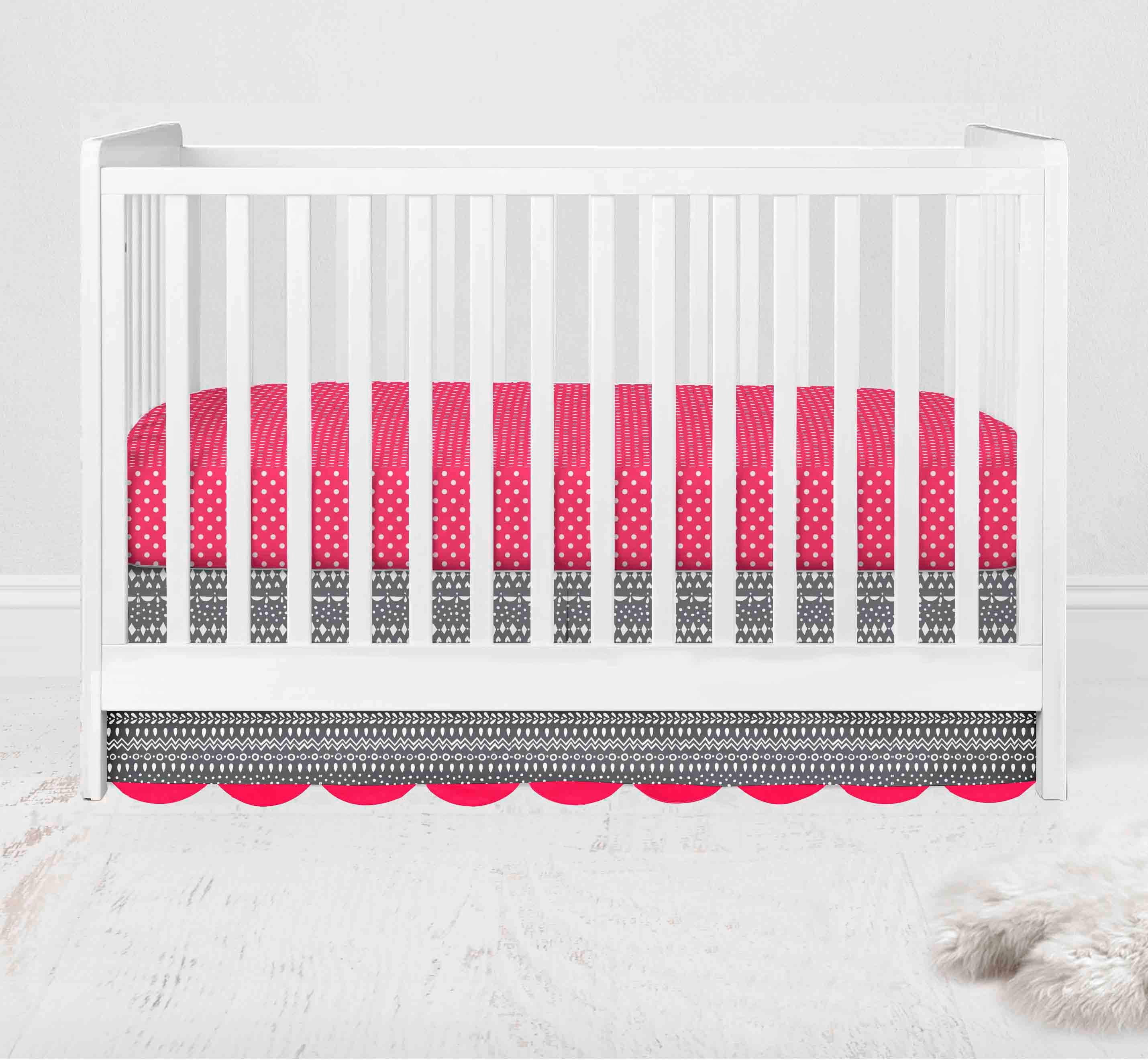 Bacati - Owls in the Woods 3-Piece Crib Bedding Set - Pink/Grey Girls