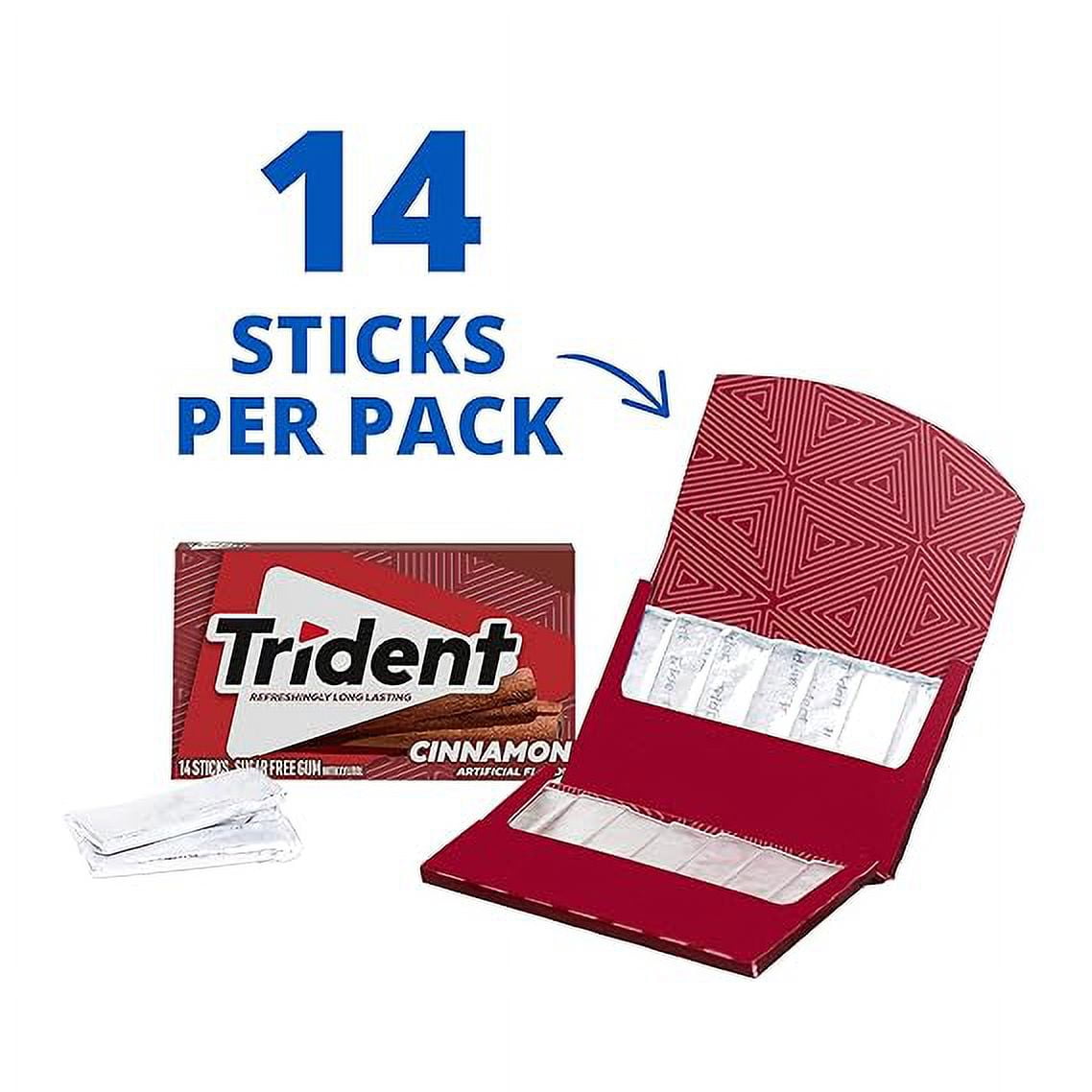 Trident Cinnamon Sugar Free Gum, 12 Packs of 14 Pieces (168 Total Pieces)