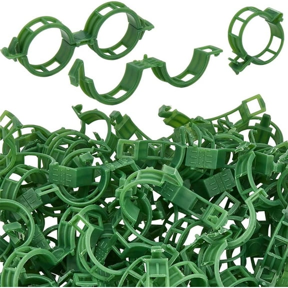1 set 100pcs Plastic Plant Clips Bulk Green Support Orchid Flower Vine Garden Plants Vegetables Tomato Trellis Fixing Clip for Supporting Stems Vines Stalks Climbing Plant Grow Uprigh