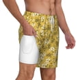 thumbnail image 3 of Picia Flower pattern Mens Swim Trunks with Compression Liner Stretch Beach Shorts Quick Dry with Zipper Pockets No-Chafing Board Shorts-3X-Large, 3 of 9