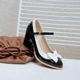 thumbnail image 3 of SACFOF Women's Low Kitten Heel Mary Jane Oxfords Pumps Comfortable Ankle Strap Dress Shoes with Bow, 3 of 6