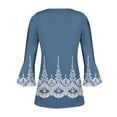 thumbnail image 4 of AOOCHASLIY Spring/Fall Women's Trendy Loose-Fit 3/4-Sleeves V-Neck Printed Blouse Casual Fashion Shirt Tops, 4 of 5