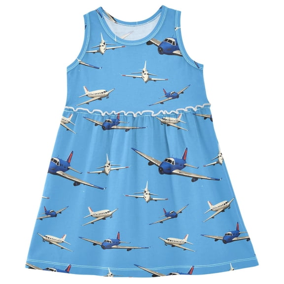 joogoo Girls Sleeveless Dress Airplanes Flying Stylish Short Sleeve Dresses 4T