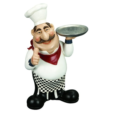 Restaurant Decor - Polystone Chef With Plate A Restaurant Decor