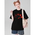 thumbnail image 1 of Camiseta de San Valentín para mujer, cuello redondo, manga corta, 100 % algodón, tejido de punto informal con ligera elasticidad, ideal para todas las estaciones, suave y agradable para la piel., 1 of 7