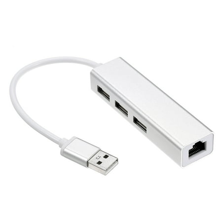 USB 2.0 3 Port HUB Fast Ethernet Adapter RJ45 100Mbps Network Card Expansion Converter for Macbook Flash Drive (Best Network Drive For Mac)