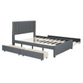 thumbnail image 5 of New Full Size Upholstered Platform Bed with 2 Drawers and 1 Twin Size Trundle, Classic Headboard Design, Gray, 5 of 10