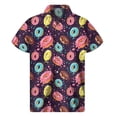 thumbnail image 3 of Camisa con estampado 3D de galletas y donas de chocolate para hombre, camisas hawaianas de verano, blusa hawaiana con solapa de calle, botones, mangas cortas, 3 of 5