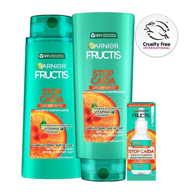 Kit Shampoo, Acondicionador y Serum Garnier Fructis Stop Caída de 650 ml y 30ml
